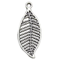 Silver hollow leaf alloy pendant with intricate vein detail for DIY jewelry making - Leaf Style (11271)