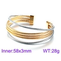 C-shaped multi-layer twisted steel wire bracelet in mixed gold and silver finish - Silver & Gold (KB86953)