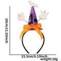 Detailed Halloween headband featuring purple glitter witch hat and orange satin bow - 3D Purple Witch Hat with Ghost and Bat