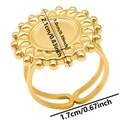 Macro view of gold stainless steel sunflower gear ring with adjustable double-line band - Sunflower Gear