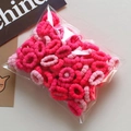 Pink and rose red plush cartoon hair ties for girls in a multi-piece set - Red Series Flower Hair Ties