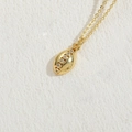 Collana minimalista placcata oro 14K con ciondolo ovale e zirconi scintillanti - Ovale Geometrico / Oro 14K