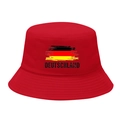 Red bucket hat with distressed German flag print and Deutschland text - M / 8# Brushstroke Flag + Deutschland - Red