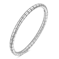 5mm minimalist segmented snake bone oval open bangle in polished silver stainless steel - Snake Tubogas Steel
