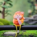 Gros plan d'un mignon renard orange de décoration de guidon avec une longue langue - Style Renard (3086) / Pièce Unique / Renard