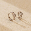 S925 sterling silver heart-shaped zircon earrings with white gold finish for women - 925 Silver / White Gold