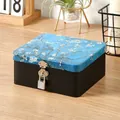 Medium vintage lockable tin box with Van Gogh Almond Blossoms art print in 17.5x13x7.5cm - 17.5x13x7.5cm / Medium - Almond Blossom