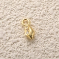 Gold plated seashell pendant with three sparkling zircons for DIY jewelry making - A0766 3-Stone Shell