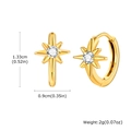 Detailed size specifications for gold eight-pointed star hoop earrings with clear crystal - Eight-pointed Star Style (EH-716G)