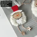 Ciondolo pupazzo di neve in lana cotta con cappello rosso e stelle per albero di Natale - Pupazzo di Neve Bianco