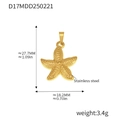 18k gold plated stainless steel starfish pendant with textured detail and sizing info - Starfish Shape (D17) / Gold