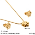 Golden snowflake jewelry set with necklace and stud earrings for elegant Christmas gifts - Gold (KS128401-KFC)