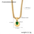 Gold titanium steel necklace featuring a ball pendant with green zircon inlay - Gold May Green Zirconia (P1841)