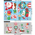 Detailed dimension guide for Christmas window stickers with Santa and snowman patterns - AMJ046 Santa Claus in Chimney