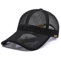 Men's black mesh baseball cap with jeep metal badge and breathable summer sun hat design - Adjustable / Black