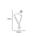 Silver geometric cartilage stud with zircon pendant showing 1.83cm length and 0.86cm width - 3# Silver - Moon Chain Tassel