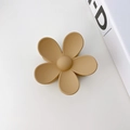 Matte khaki flower hair claw clip for elegant styling shown on white background - Flower Style / 7.3cm / Light Brown