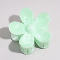 Mintgrüne Haarklammer in Blumenform mit Marmormuster aus hochwertigem Acetat - Fünf-Blatt Blume Kralle 7cm / Grüner Marmor