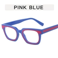 Lunettes carrées bicolores rose et bleu au style rétro avec verres transparents - Monture bleu foncé-Rose
