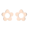 Dettaglio orecchini a fiore in metallo oro rosa con design traforato a cinque petali - Oro Rosa