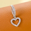 Silver-tone belly button ring with pink heart-shaped zircon and hollow heart pendant - Single Heart Style (Silver Pink)