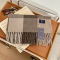 Classic British checkered tassel scarf in beige and brown imitation cashmere wool blend - 1# Beige Brown Plaid