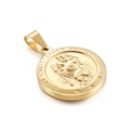 Colgante de San Cristóbal en oro pulido con relieve religioso circular grabado - Estilo de Relieve Redondo Color Acero (KP100141-Z)