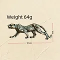 Statuetta di leopardo vintage in ottone per scrivania con macchie, lunghezza 9,1 cm - Leopardo in Cammino