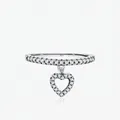 Funkelnder S925 Sterlingsilber Herz-Anhänger-Ring mit Zirkonia Mikro-Pave-Fassung - US Größe 5 / 925 Sterlingsilber