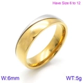 Anello bicolore 6mm in acciaio inossidabile oro e argento, design minimalista chic - US 6 / Stile Uomo Semplice (KR86987-K) / Bicolore (Oro e Argento)