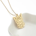 Collar con colgante de gato hueco dorado joya minimalista para mujer estilo elegante - Dorado