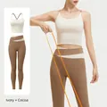 Two-piece yoga set with ivory white sports bra and cocoa brown high-waist leggings - S / Top And Bottom / Ivory White + Cocoa