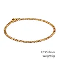 Golden Figaro 3:1 link bracelet in stainless steel, 195mm length and 3mm width - Gold Figaro Chain (3mm x 195mm)