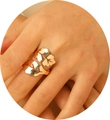 Anillo ajustable en oro rosa con diseño de hojas caladas de estilo natural - Anillo abierto de hoja (WG-0022) / Oro KC