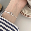 S925 silver snake chain bracelet with unique double ring buckle engraved with chanceux - Snake Bone Chain Chanceux Lettering Style (SL0955)