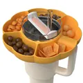 Yellow petal silicone snack platter insert for 40oz tumblers with divided food sections - Orange