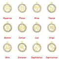 Conjunto de colgantes del zodiaco dorados con diamantes de imitación y diseño hueco - Estilo Diamante - Dorado - Acuario / Dorado