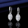 Marquise cut marquise-shaped silver dangle earrings with clear zircon stones set in silver - White Gold Led-117