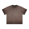 Men's oversized brown washed t-shirt with retro street style and dropped shoulders - S / T-Shirt - Washed Coffee