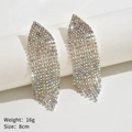 Detail of colorful long tassel waterfall earrings with 8cm length and 16g weight - Weight 16g / Length 8cm / AB Multi-color - E469 - 8cm