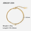 Double-layered gold stainless steel snake chain bracelet with sparkling cubic zirconia - Double Layer Zircon Style / Gold
