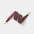 Adjustable woven shoulder strap with red blue wavy patterns and black leather gold clips - Width 5cm Length 70cm / Black Strap Gold Buckle