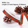 Christmas ribbon 1cm wide in red, green and gold colors for gift wrapping and baking - 1.0cm Wide Red Green Striped Ribbon 25 Yards
