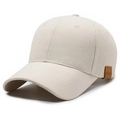 Beige plus size baseball cap with sport leather patch in breathable cotton fabric - Adjustable / Light Beige