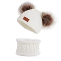 Winter knit set for kids featuring a white double pom pom hat and fleece neck warmer - One Size / White Zirconia Set