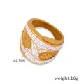 Anillo ancho de lujo bañado en oro de 18 quilates con diseño cruzado y pavé de cristales - US 6 / A108-Dorado