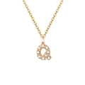 Collar chapado en oro de 14K con colgante letra Q y circonitas sobre una cadena en O - Letra Q-Oro de 14K