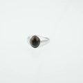 Vintage silver-tone titanium ring with an oval brown tiger eye gemstone for men - US 7 / Tiger's Eye