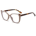 Cat-eye glasses frame featuring two-tone clay and white design with tortoise temples - Coffee Frame