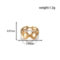 Adjustable golden stainless steel chain-style ring with double circle design and dimensions - MN387-Gold (Geometric Double Link)